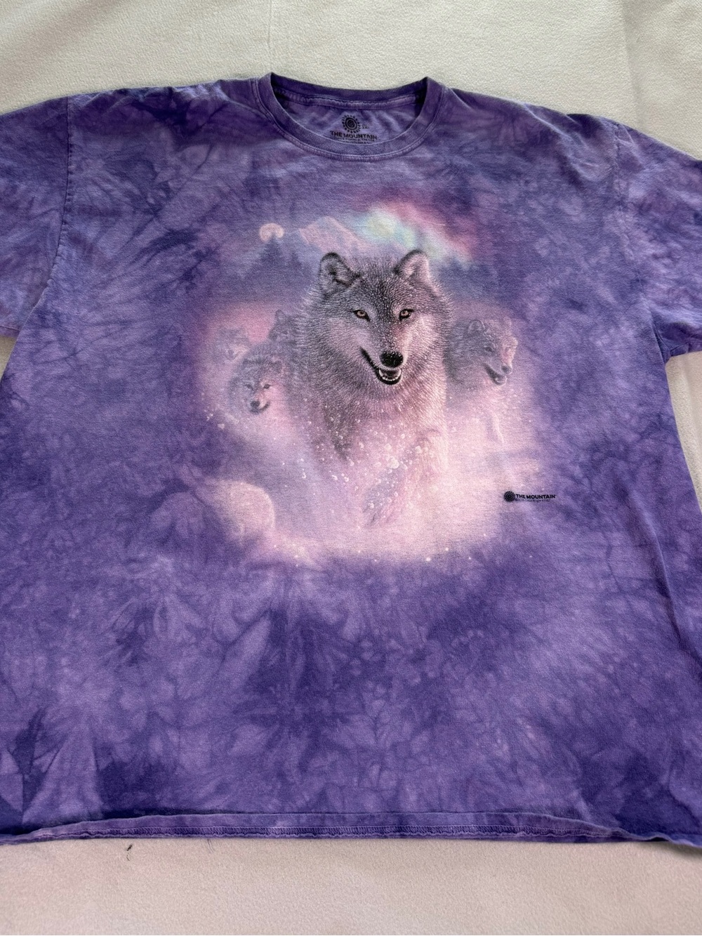 The Mountain Purple Tie-Dye Wolf Pack Graphic Short Sleeve Tee